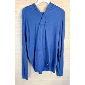 Mens Wrangler Blue Hoodie/Shirt Size Large Button Pullover Lightweight